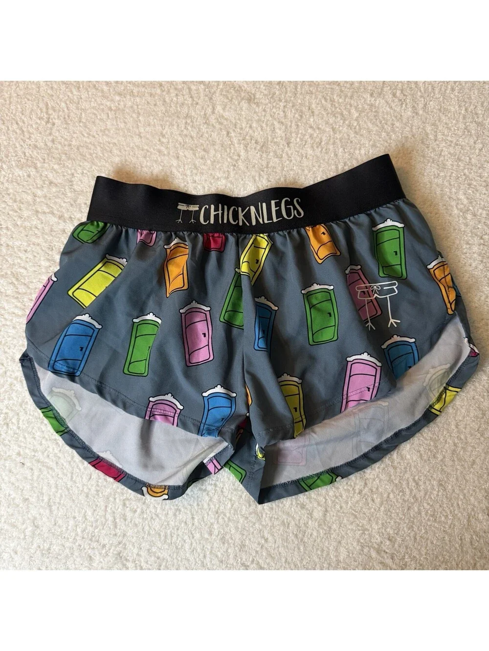 ChicknLegs Women’s Running Shorts Small Colorful Doors Gray Athletic Run